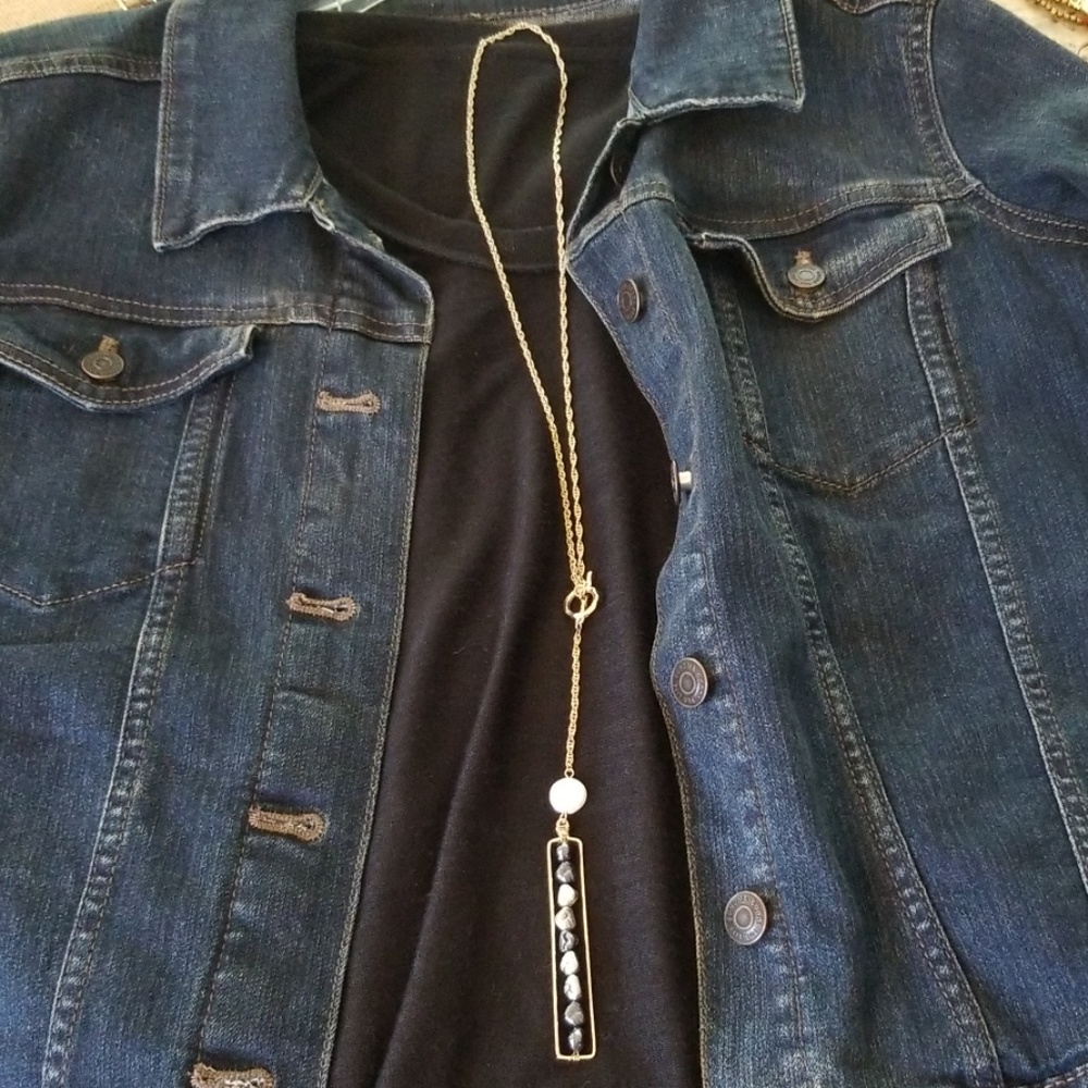 Gold and stone toggle necklace